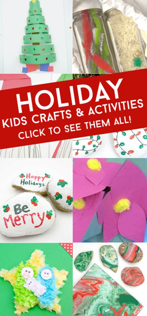 Christmas crafts. Text reads: "Holiday Kids Crafts & Activities"