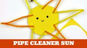 Easy Sun Craft. Text Reads: "Pipe Cleaner Sun"