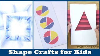 Crafts that teach about basic shapes. Text Reads: 