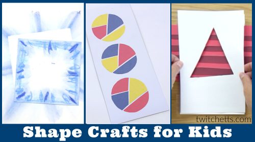 Crafts that teach about basic shapes. Text Reads: "Shape Crafts For Kids"