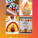 Images of ideas for a Thanksgiving classroom party. Text Reads "Class Party - Thanksgiving"