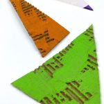 Cardboard triangles painted in secondary colors. Text reads: "Cardboard Triangles"