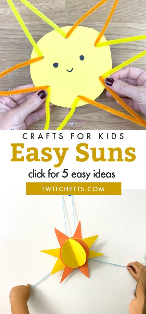 Sun Crafts. Text Reads "Easy Suns - Crafts For Kids"