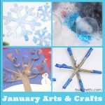 January Craft Ideas. Text reads: "January Arts & Crafts"