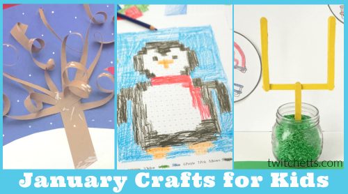 January Craft Ideas. Text reads: "January Crafts for Kids"