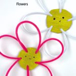 Flowers made from pipe cleaners and cardboard. Text reads "Preschool Craft - Flowers"