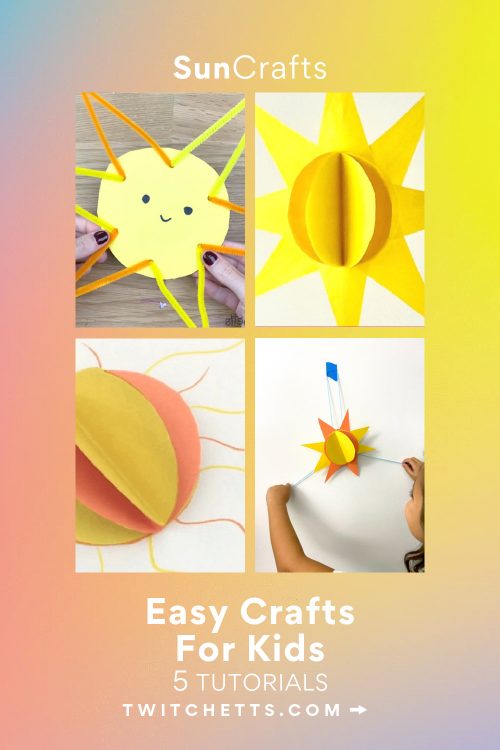 Sun Crafts. Text Reads "Sun Crafts - Easy Crafts for Kids"