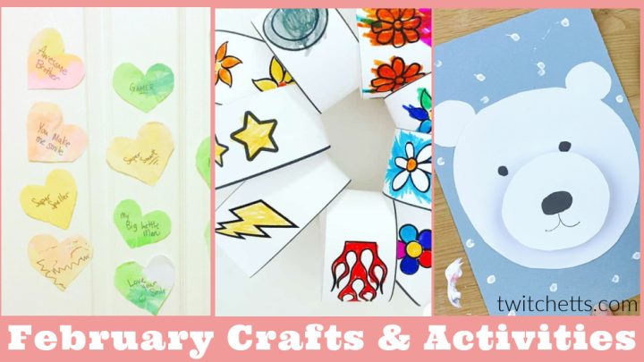 February Craft Ideas. Text Reads 
