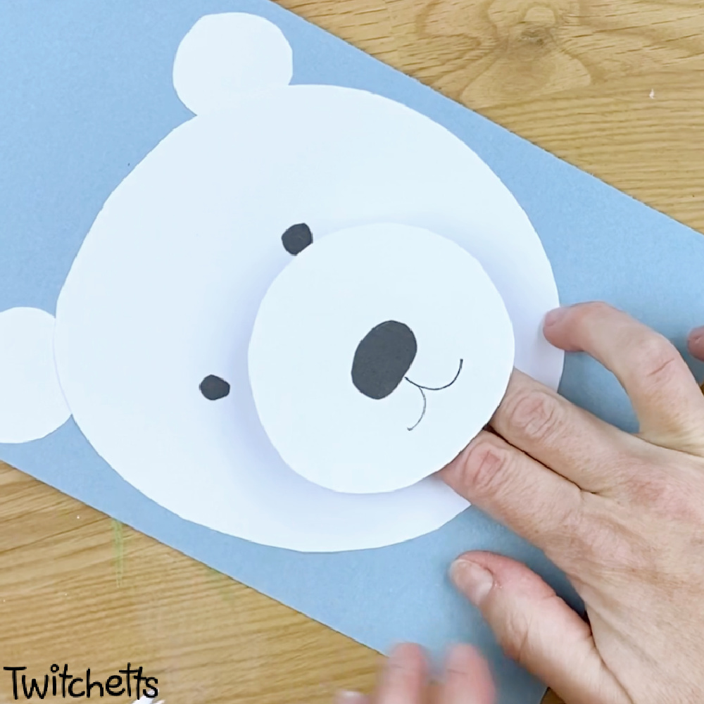 In process image of a polar bear craft