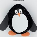 Quilled Paper Penguin Craft. Text Reads "Preschool Craft - Quilled Penguin"