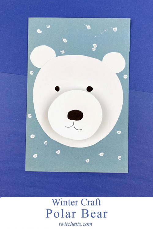 Polar Bear made with construction paper. Text Reads "Winter Craft - Polar Bear"