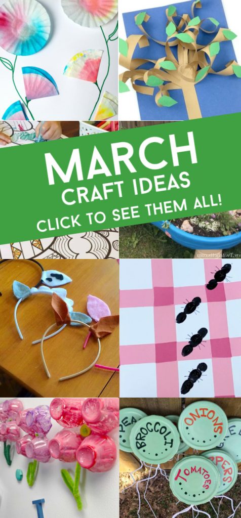 Craft Ideas to go with march preschool themes. Text reads - "March Craft Ideas"