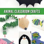 animal crafts. Text reads "Animal Classroom Crafts"
