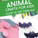 animal crafts. Text reads "Animal Crafts for Kids"