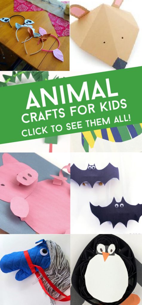 animal crafts. Text reads "Animal Crafts for Kids"