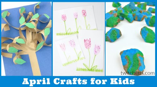 April craft ideas - Text reads "April crafts for kids"