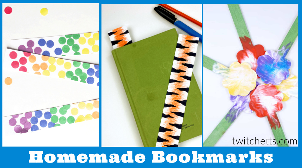 bookmarks for kids to make. Text reads "Homemade Bookmarks"