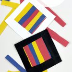 Square craft for preschoolers. Text reads "Construction Paper Squares"