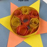 paper sun. Text reads "preschool craft - paper suns"