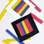 Square craft for preschoolers. Text reads "Simple Squares - Cutting Practice Activity"