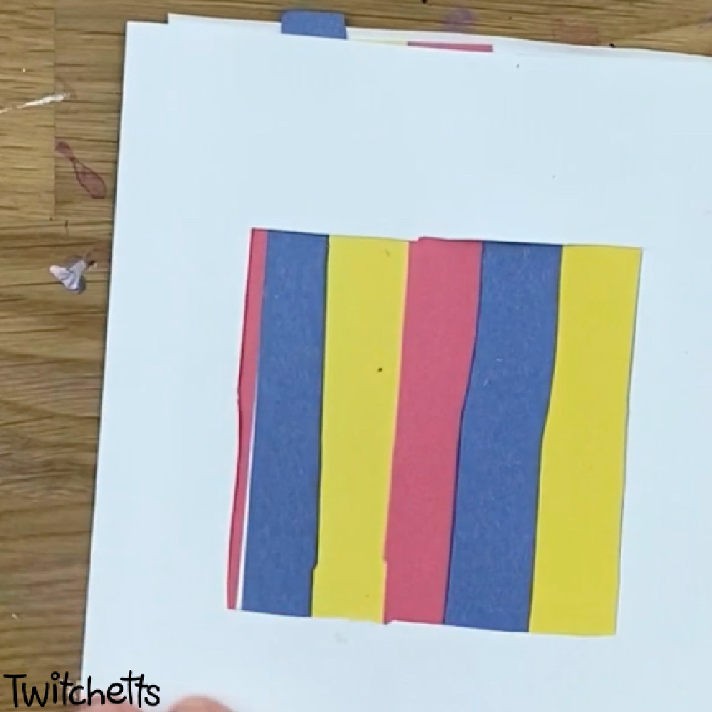 In Process Image of a simple square craft for preschoolers.