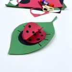 paper ladybug craft. Text reads "Bug Crafts - Ladybugs"
