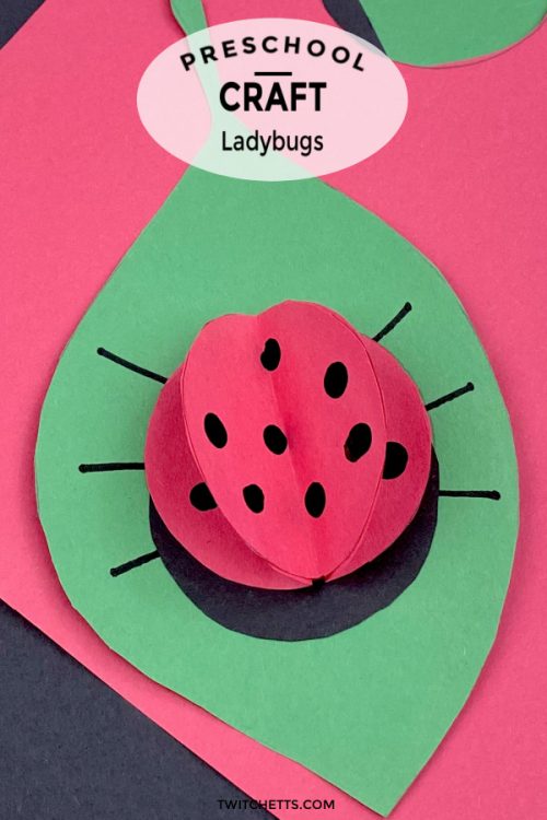 paper ladybug craft. Text reads "Preschool Craft - Ladybugs"