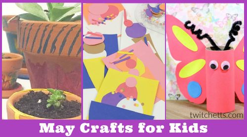 May craft ideas. Text reads "May crafts for kids"