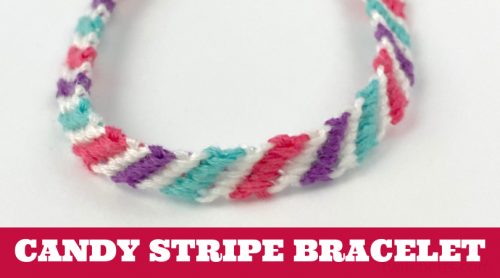 Friendship Bracelet. Text reads "Candy Stripe Bracelet"