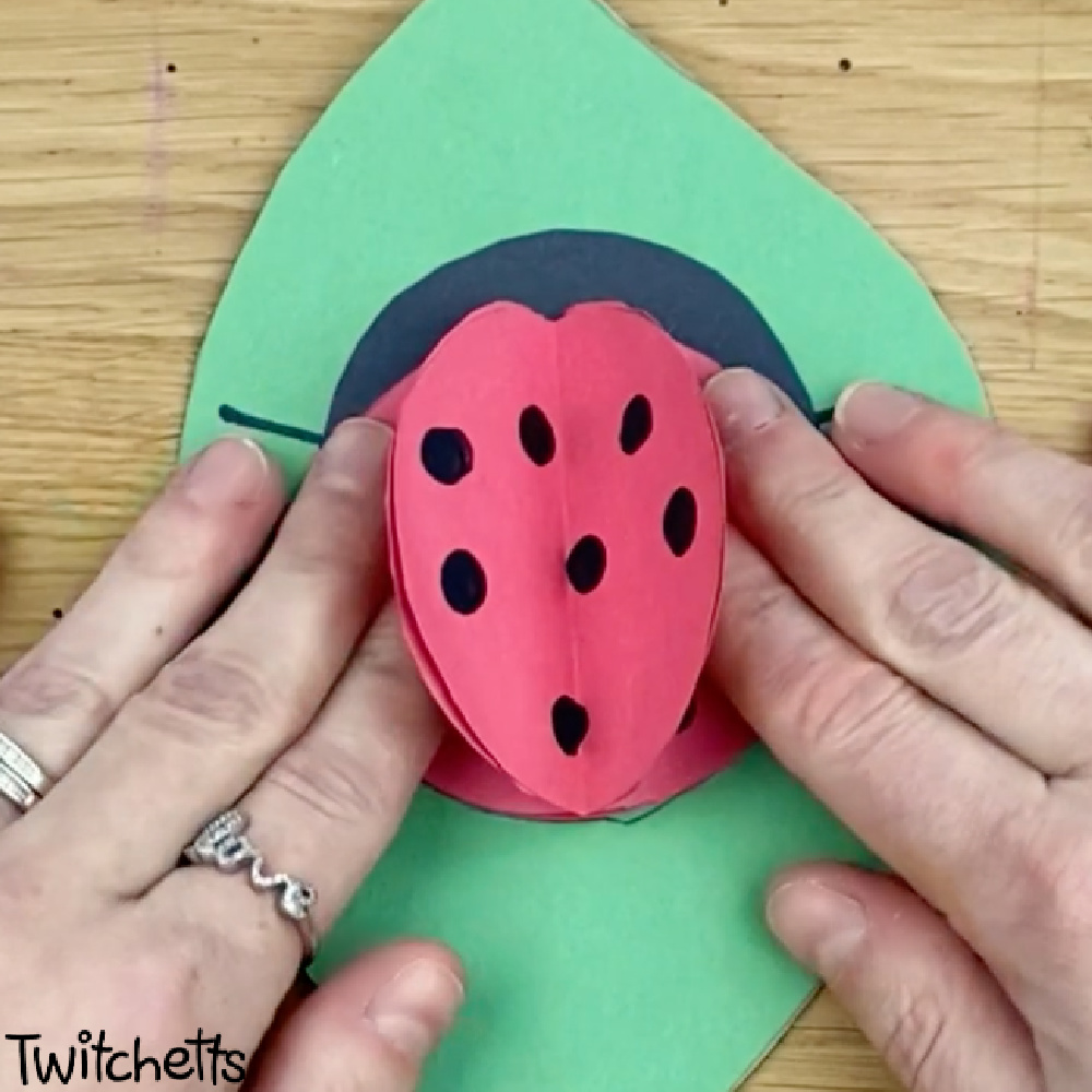 In Process image of a paper ladybug craft preschool kids can make