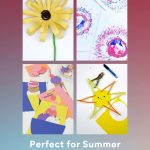 Ideas for fun July crafts for preschoolers. Text reads "July Crafts - perfect for summer camps and day cares"