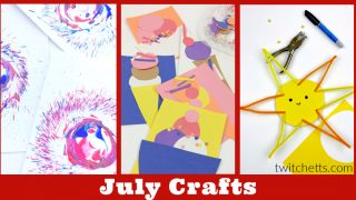 Ideas for fun July crafts for preschoolers. Text reads 