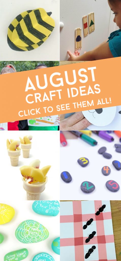 images of august activities. Text reads "August Craft Ideas"