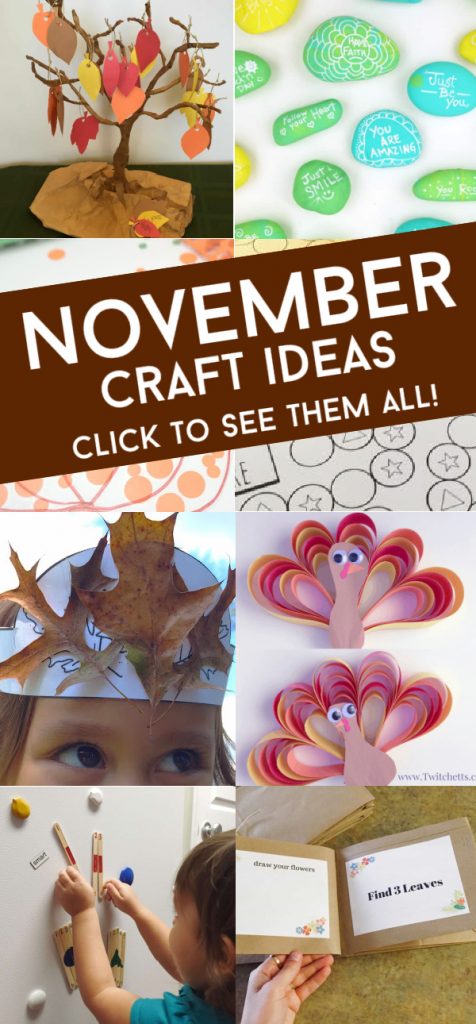 Crafts to make in November. Text reads "November Craft Ideas"