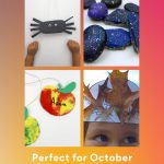 October themed crafts. Text reads "October Crafts - Perfect for October preschool themes"