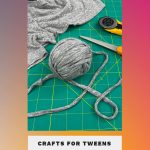 A ball of grey t-shirt yarn. Text reads "T-shirt Yarn - Crafts for Tweens"