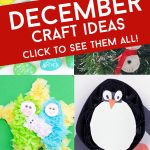 Images of December themed crafts for kids. Text reads "December craft ideas"