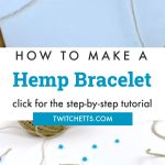 Hemp bracelet with blue beads. Text reads "How to make a hemp bracelet"