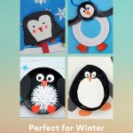 Images of penguin crafts. Text reads "Penguin Crafts - Perfect for Winter preschool themes"