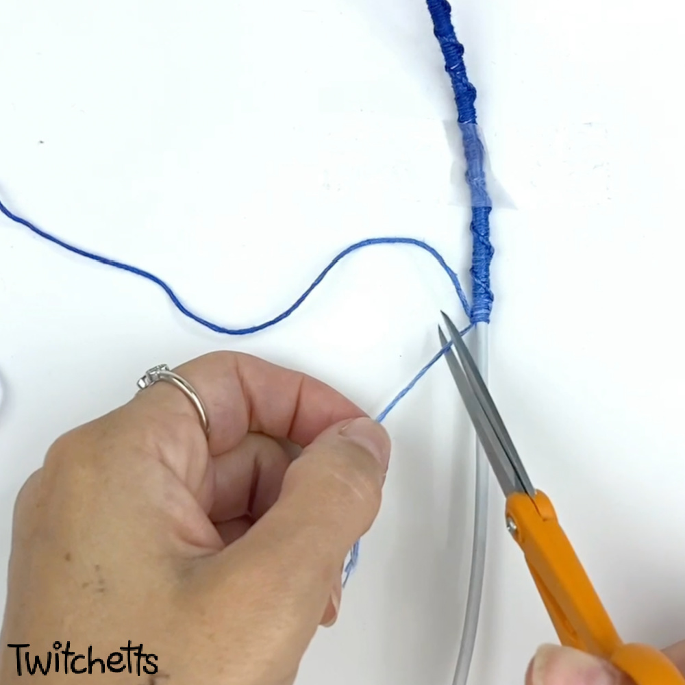 In process image of a diy phone cord wrap