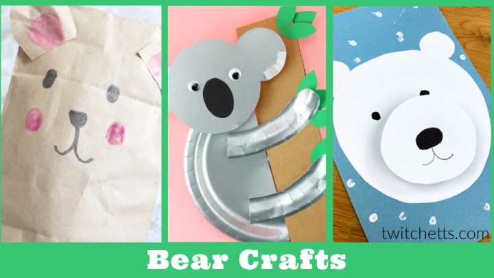 Images of bear crafts. Text reads 