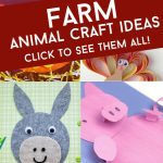 Images of farm crafts. Text reads "Farm animal craft ideas"