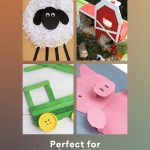 Images of farm crafts. Text reads "Farm Crafts - Perfect for preschool themes"