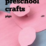 Paper pig. Text reads "February preschool Crafts - Pigs"