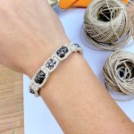 Hemp bracelet with beads. Text reads "hemp square knot friendship bracelet"