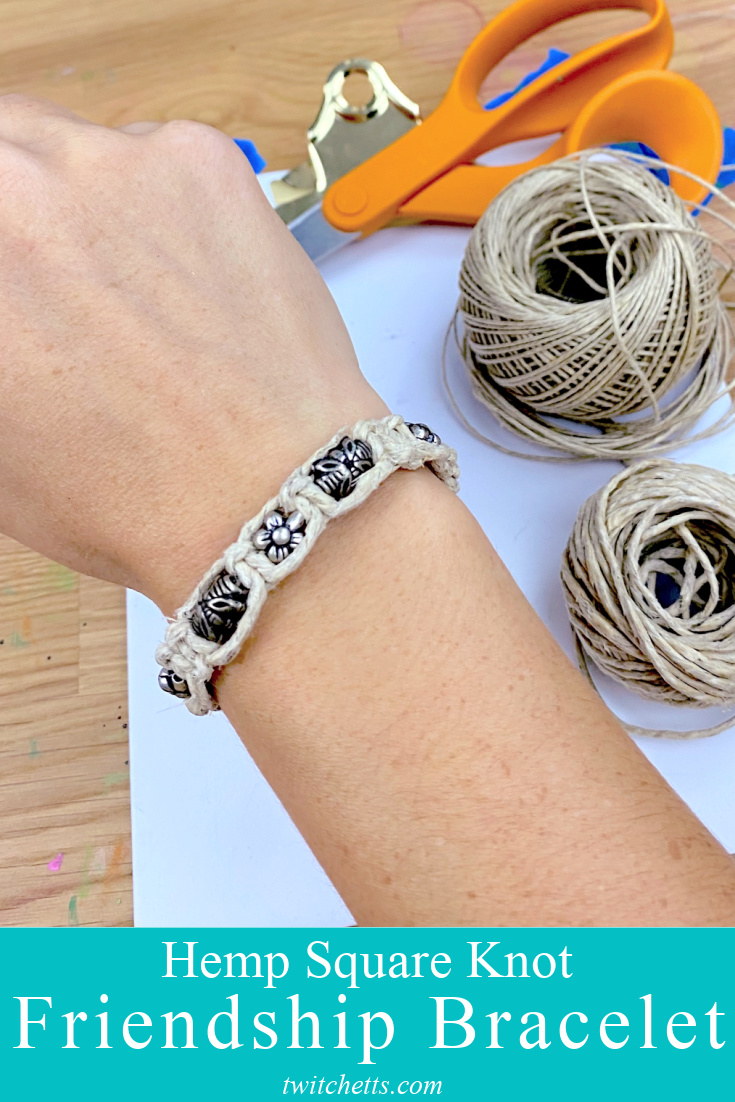 How to make a Square Knot Bracelet with Hemp Twitchetts