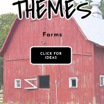 Images of farm crafts. Text reads "Preschool Themes - Farm"