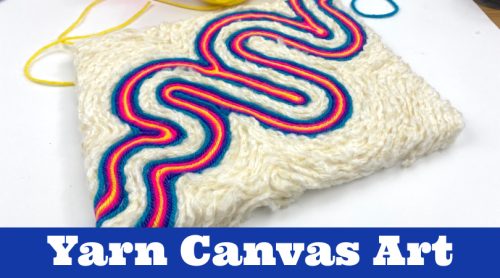 wall art made with yarn. Text reads "Yarn Canvas Art"