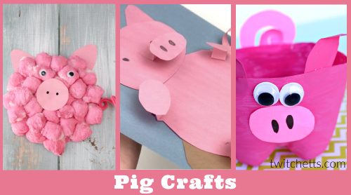Images of pig crafts. Text reads "Pig Crafts"