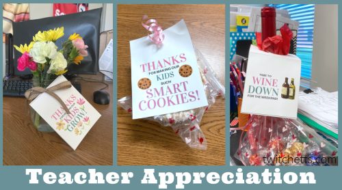 Gifts for teachers. Text reads ""Teacher Appreciation"